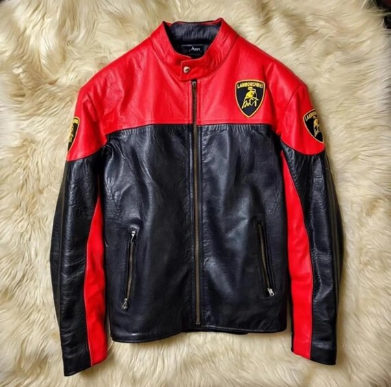 ランボルギーニ 牛革 バイカージャケット スリムフィット ハンドメイド