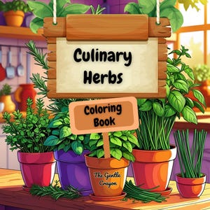 Herb Coloring Pages, Botanical Plant Printable PDF, Culinary Herbs Coloring Book, Digital Nature Art for Relaxation, Instant Download