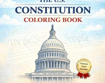 U.S. Constitution Coloring Book for Kids, Civics Lessons (Digital Download)