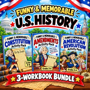 Funny American History and Civics Bundle | Constitution, Amendments & American Revolution | Grades 3-6