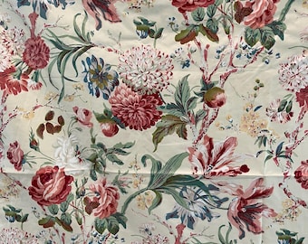 Vintage Lee Jofa Sussex Roses Fabric Remnant: Floral Cotton Chintz