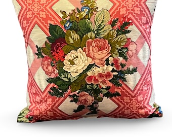18" Square Pillow made with Vintage Linen Pierre Frey Napoleon III Pattern