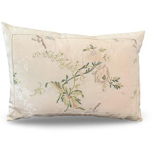 14&quot; x 20&quot; Lumbar Pillow made with Vintage Scalamandre Brocart De Lyon: Multicolor on Ivory Lampas Fabric