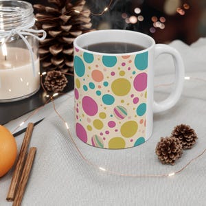 Polka Dot Ceramic Coffee Mug: Colorful Fun Tea Cup