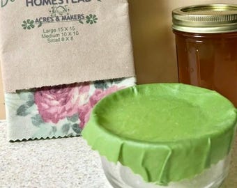Beeswax Food Wraps Rendered from local bee hives! Sustainable Set of 3 reusable beeswax wraps, eco-friendly food storage, zero waste gift.