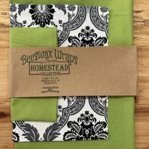 Beeswax Food Wraps Rendered from local bee hives! Sustainable Set of 3 reusable beeswax wraps, eco-friendly food storage, zero waste gift.