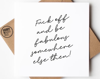 Fuck Off and Be Fabulous Minimalist Leaving Card, Moving Away, New Start Card, Good luck, Congrats New Job Gift, Work Colleague, Leave Card
