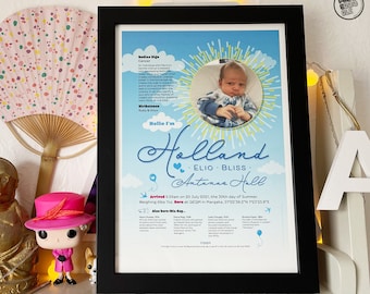 Personalised Baby Name Print, Custom New Baby Gift, Newborn Stats Sign, Birth Announcement, Nursery Art, Gift for Newborn Baby Boy or Girl