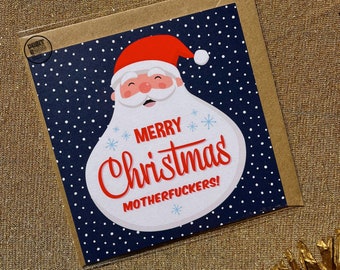 Merry Christmas Motherfuckers, Funny Rude Xmas Card, Eco Friendly Seasons Greetings, Father Christmas, Card For Him, For Her, Adult Humour