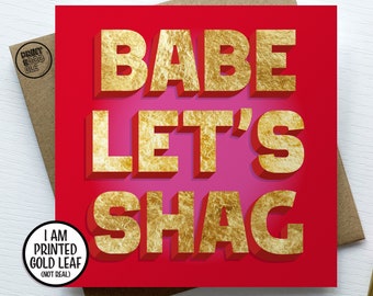 Babe Lets Shag, Valentine Card for Wife, Dirty Anniversary, Naughty Husband, Boyfriend Fuck Card, Sexy Girlfriend, Rude Funny Adult Humour