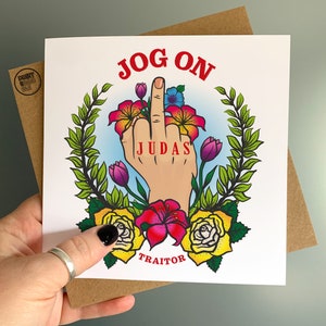 Carte de départ amusante, jogging sur le traître de Judas, déménagement, carte de nouveau départ, bonne chance, cadeau de félicitations pour un nouvel emploi, carte de congé de collègue de travail, au revoir