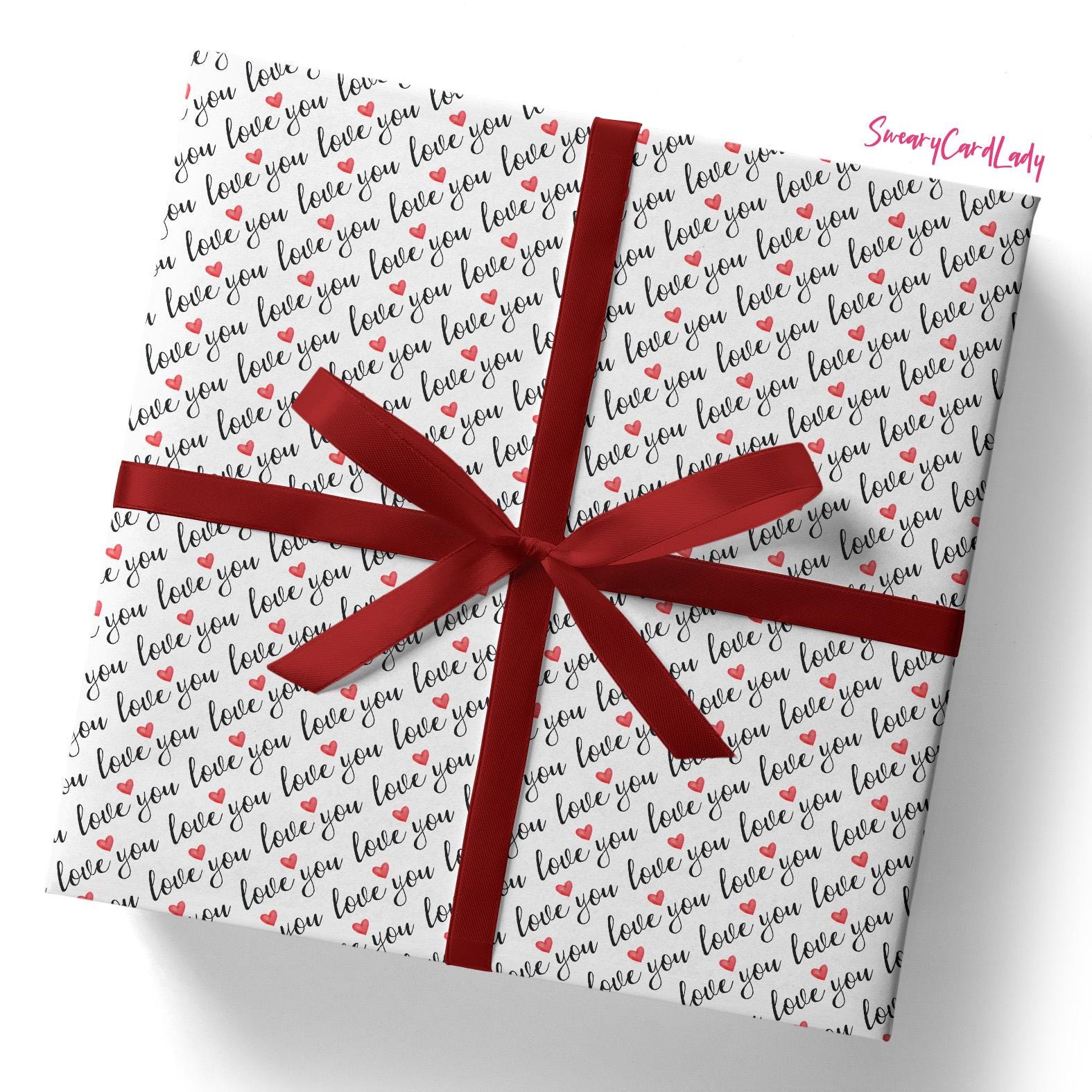 Love You, Wrapping Paper Sheet, FOLDED Gift Wrap For Boyfriend, Husband Anniversary, For Him, Wife Birthday Gift Wrap, Valentine, For Her