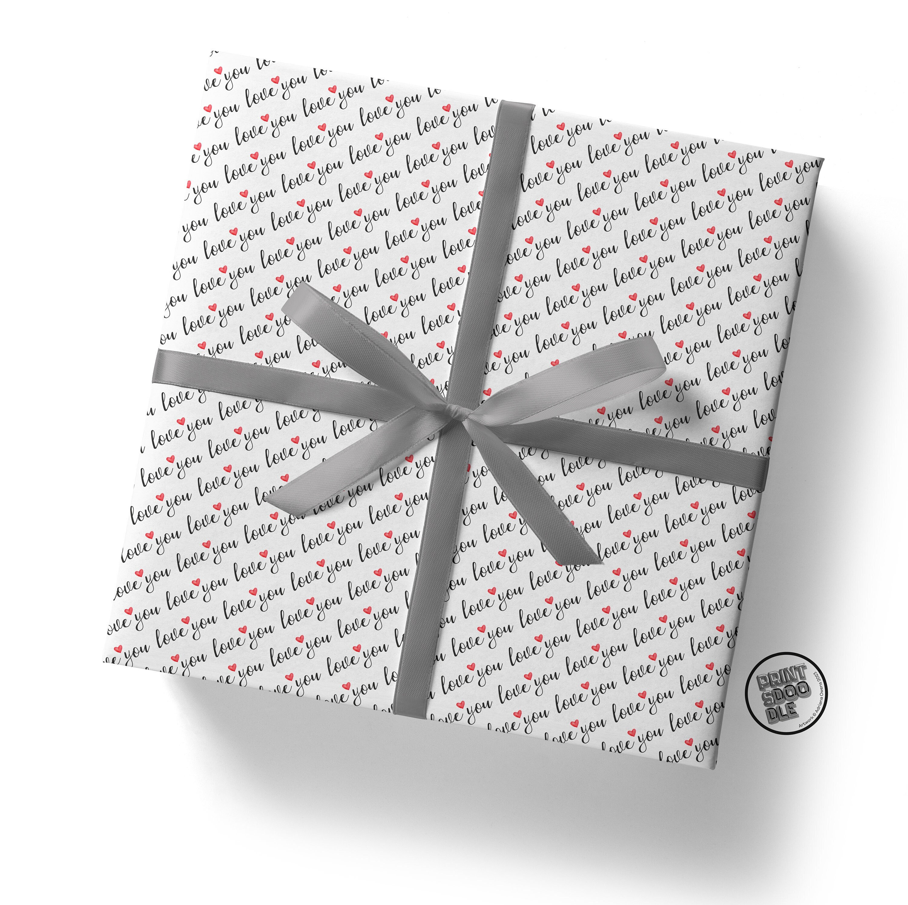 Love You, Wrapping Paper Sheet, Modern Gift Wrap For Boyfriend, Husband Anniversary, Birthday Gift Wrap, Valentine Gift Wrap