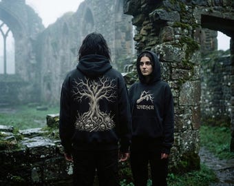 Wither Archive Hoodie, Dark Fantasy Gothic Streetwear, Heavyweight Cotton Fleece Pullover
