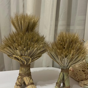 Oekraïense Didukh-tarwedecoratie, tafelstuk kerst, handgemaakt oogstornament, natuurlijke rogge en tarweschoof, rustiek vakantiedecor,