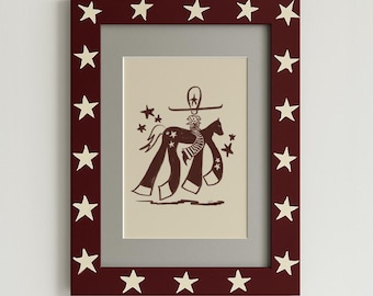 Neutral Cowboy Art Print, Western Home Decor