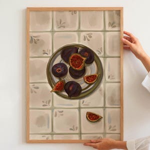 Fig Art Print • Rustic Kitchen Wall Decor • Mediterranean Fruit Artwork • Vintage Style Fig Painting