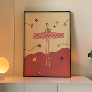 ballerina wall art poster, soft girl nursery art, ballet pink flowers, girly bedroom art