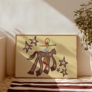 Beige Cowboy Western Western Poster, Cowboy Western Pferde Dekor Neutral Gemälde Poster