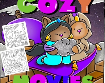 Dibujos para colorear para una noche de cine acogedora: 15 escenas de cine relajantes (Descarga PDF)