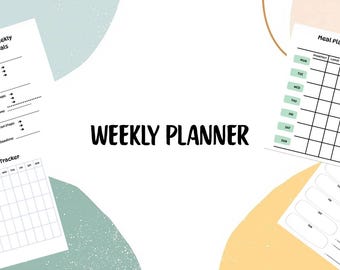 Planificador semanal minimalista: registro diario, de hábitos y de comidas (PDF A4)