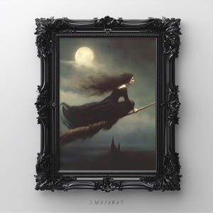Witch art print, Halloween Prints, Gothic prints, dark academia prints, gothic art print, dark art print, oil painting print, digital art