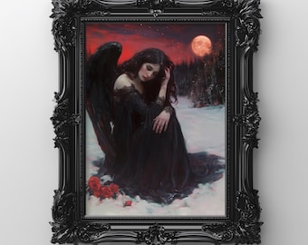 Affiche murale d'art victorien, décoration sorcière, peinture à l'huile gothique sombre, téléchargement instantané, style Dark Academia Goth, png