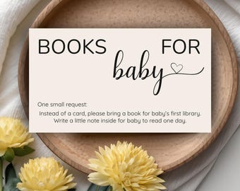 Books for Baby Insert Card Canva Template, Minimalist Baby Shower Book Request Card, Editable Book Instead of Card