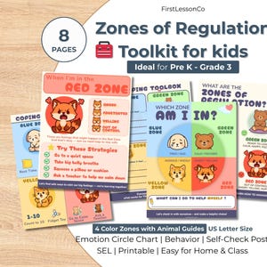 Zones of Regulation Toolkit: SEL SPED Visuals, Emotion Chart, Calming Corner Posters (Printable PDF)