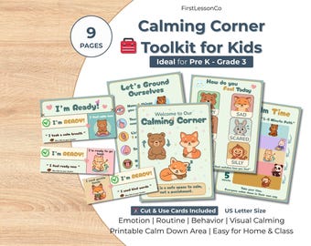 Calming Corner Kit: Behavior Posters, Emotional Regulation Tools for Kids (Printable PDF)