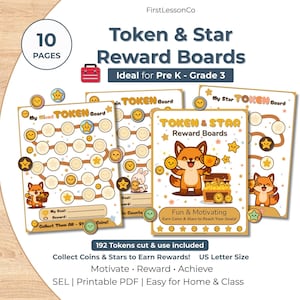 Token and Star Animal Theme Reward Chart : Classroom & Home Behavior System, (Printable PDF)