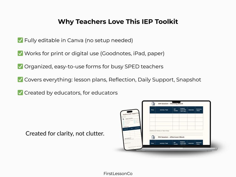 Daily IEP Plan Templates: Editable SPED Forms (printable PDF) - Etsy