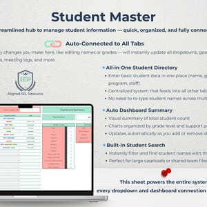 IEP Dashboard: SPED Google Sheets Log - Student Goal Tracker, Behavior ...