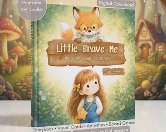 Personalized Calm Down Storybook Bundle for Kids, Custom Name SEL Printable Toolkit, Visual Cards, Board Game PDF
