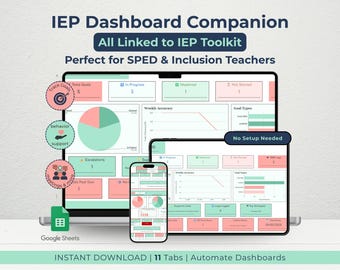 IEP Dashboard: SPED Google Sheets Log - Student Goal Tracker, Behavior, Support, Progress (Digital Download)