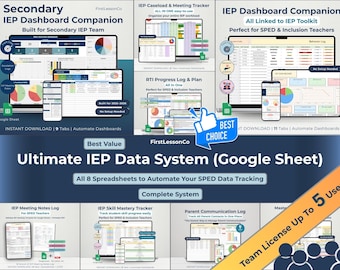 Team License (5 Users) - Ultimate IEP Data System – Google Sheets Bundle for SPED PreK–Grade 12 | Track Goals, RTI, Meetings, Parent Logs