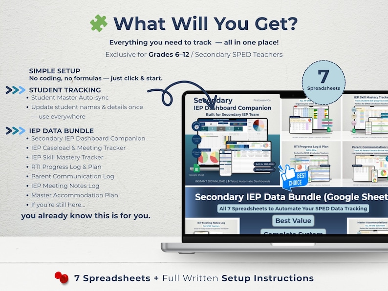 Secondary IEP Data Google Sheets Bundle: SPED Goal Tracking, RTI ...