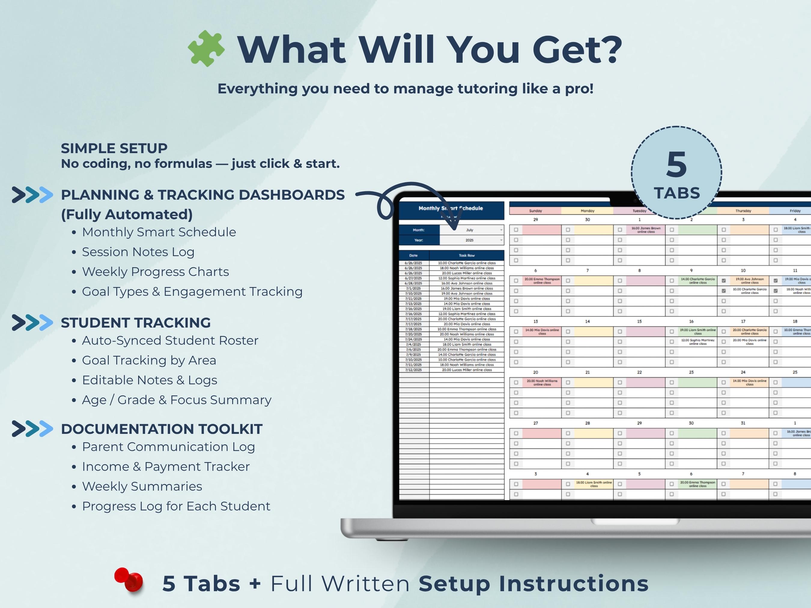 Tutor Planner & Student Tracker: Google Sheets Planner, Monthly ...