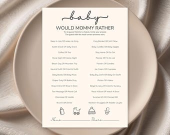 Would Mommy Rather Baby Shower Game, Printable Mommy Choices Game, Instant Download PDF