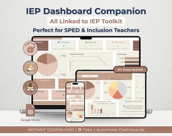IEP Dashboard: SPED Google Sheets Log - Student Goal Tracker, Behavior, Support, Progress (Digital Download)
