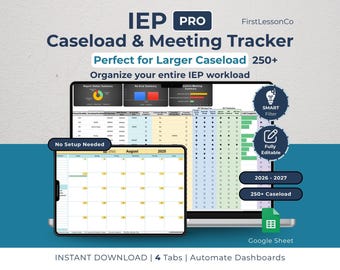 IEP Caseload Tracker PRO for Special Education | Google Sheets SPED Tracker | Re-Eval & Transition | Large Caseload updated(250+ Students)