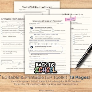 Special Education Planner & IEP Goal Tracker – Editable Canva Toolkit for SPED Teachers | Printable Data Sheets | Ready for Back to School