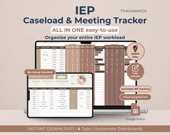 IEP Caseload-Tracker: SPED Lehrer Meeting Log Google Sheets, visuelle Schüler Checkliste (digitaler Download)