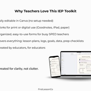 Easily edit this IEP Template in Canva — no design skills required. Customize names, goals, supports, and progress details in just a few clicks. Works on both desktop and mobile devices. Perfect for busy SPED teachers who need adaptable templates for digital or printed use. Built for flexible classroom and therapy workflows, saving time and reducing stress during IEP prep.