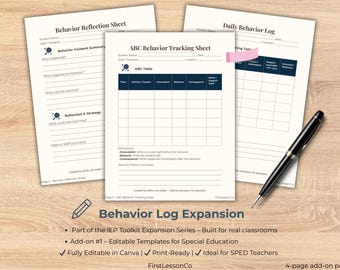 IEP Toolkit: Behaviour Log Expanded - Bearbeitbare Canva Templates