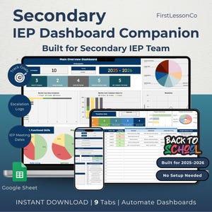 Secondary IEP Goal Tracker: SPED Google Sheets Transition, Goals and Skills (Digital Download)