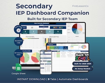 Seguimiento de objetivos del IEP de secundaria: Hojas de cálculo de Google para la transición, objetivos y habilidades de educación especial (descarga digital)
