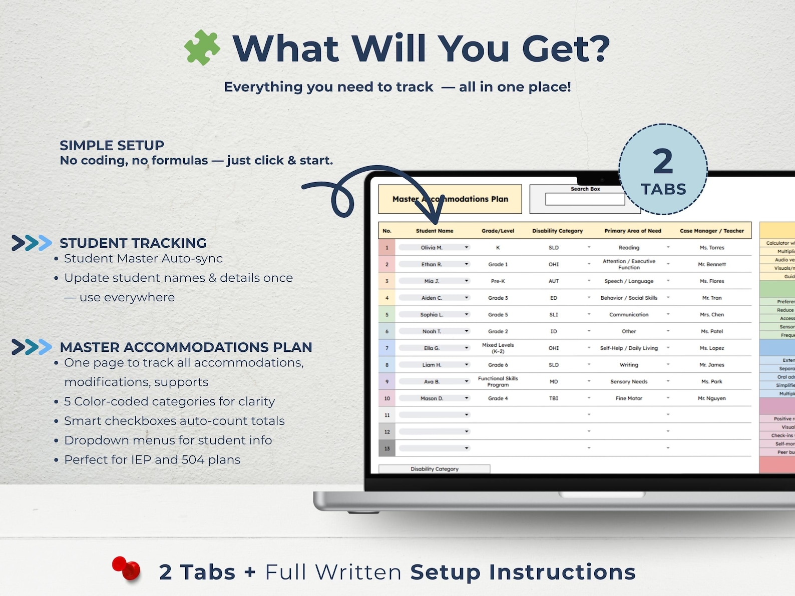 IEP 504 Accommodation Tracker: Special Education Plan Log (google ...