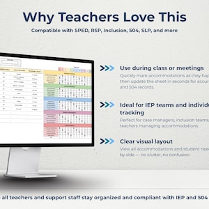 IEP 504 Accommodation Tracker: Special Education Plan Log (google ...