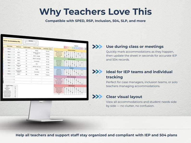 IEP 504 Accommodation Tracker: Special Education Plan Log (google ...